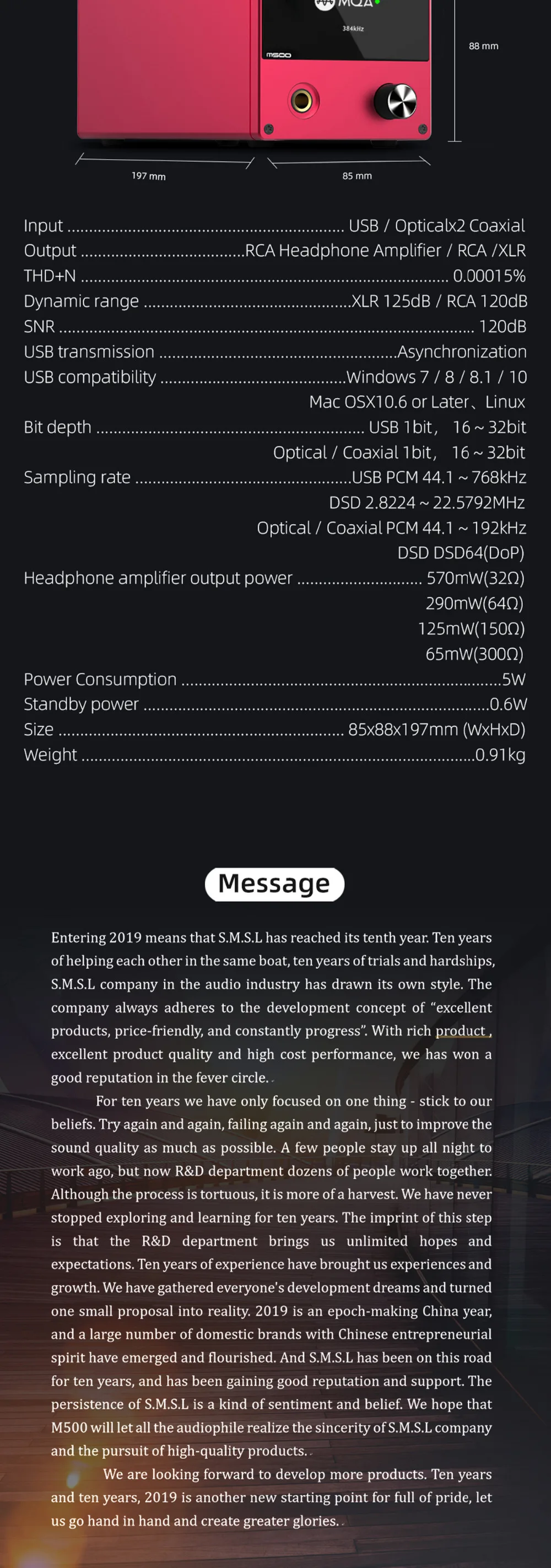 SMSL M500 MQA декодер ES9038PRO ES9311 XMOS XU-208 32 бит 768 кГц DSD512 Hi-Res аудио ЦАП усилитель для наушников черный