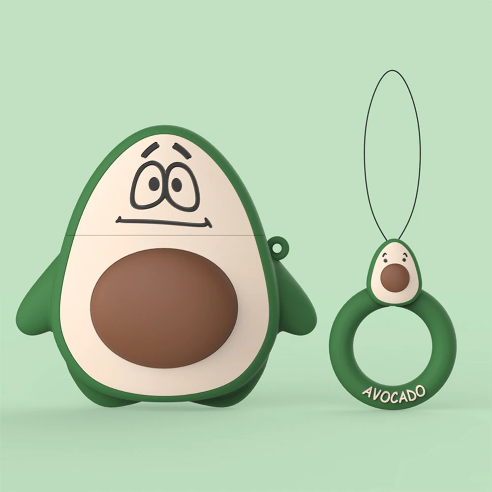 Avocado01 Чехол для Apple AirPods 2, наушники, мягкий чехол из ТПУ для Apple Air Pods 1, милый чехол с рисунком клубники, авокадо, персика с крючками - Цвет: Avocado01