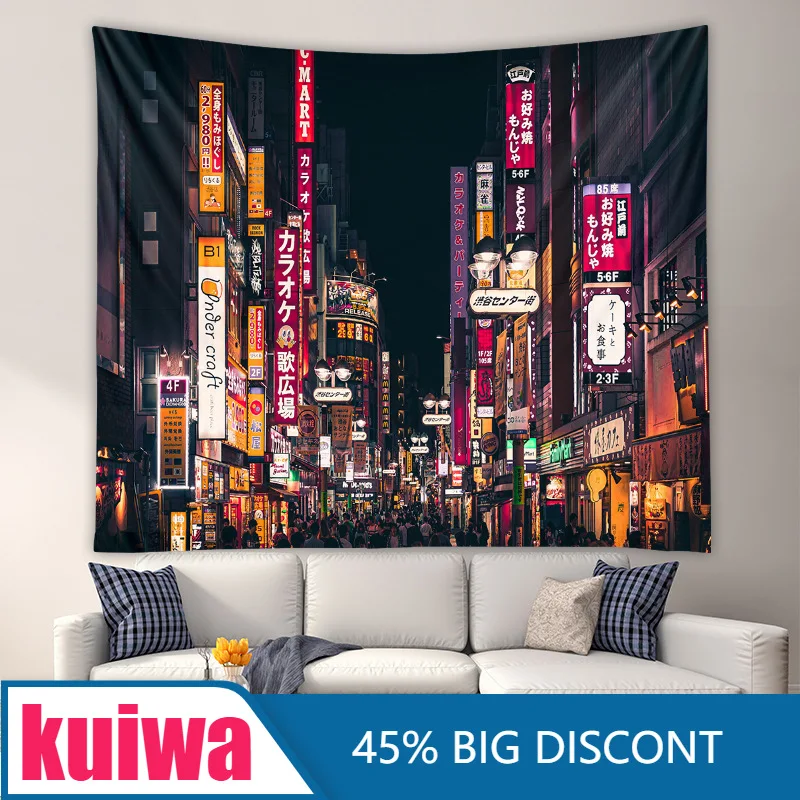 

New Street Night Market Theme Home Wall Wall Hanging Punk Style Bedroom Music Restaurant Decoration Background Cloth Tapestry
