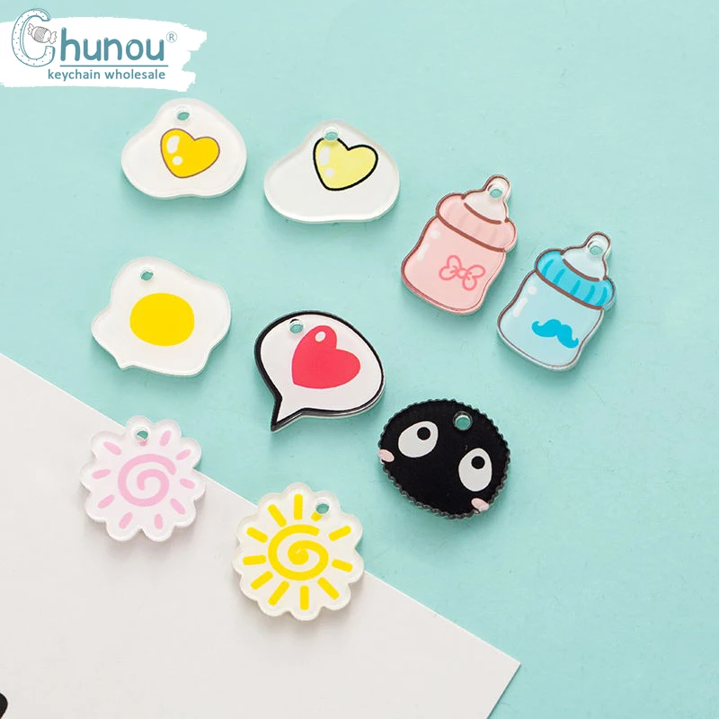 20 шт./лот Мини Симпатичные детские бутылки сердце солнце акриловые подвески для