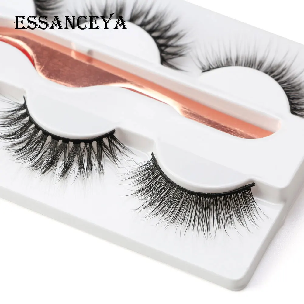 ESSANCEYA 3 пары натуральные накладные ресницы мягкий макияж норковые ресницы ручной работы пышные накладные ресницы Накладные ресницы с пинцетом
