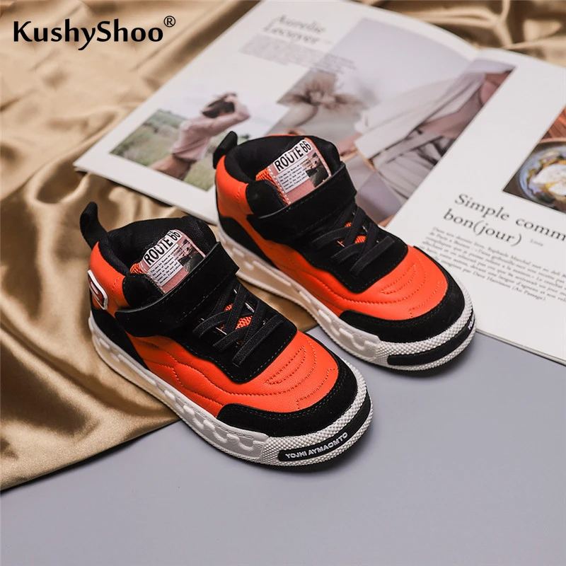 KushyShoo toddler sneakers Girls High-top Sports Shoes Boys Students Basketball Outdoor Elasticity Warm Sneakers | Детская одежда и