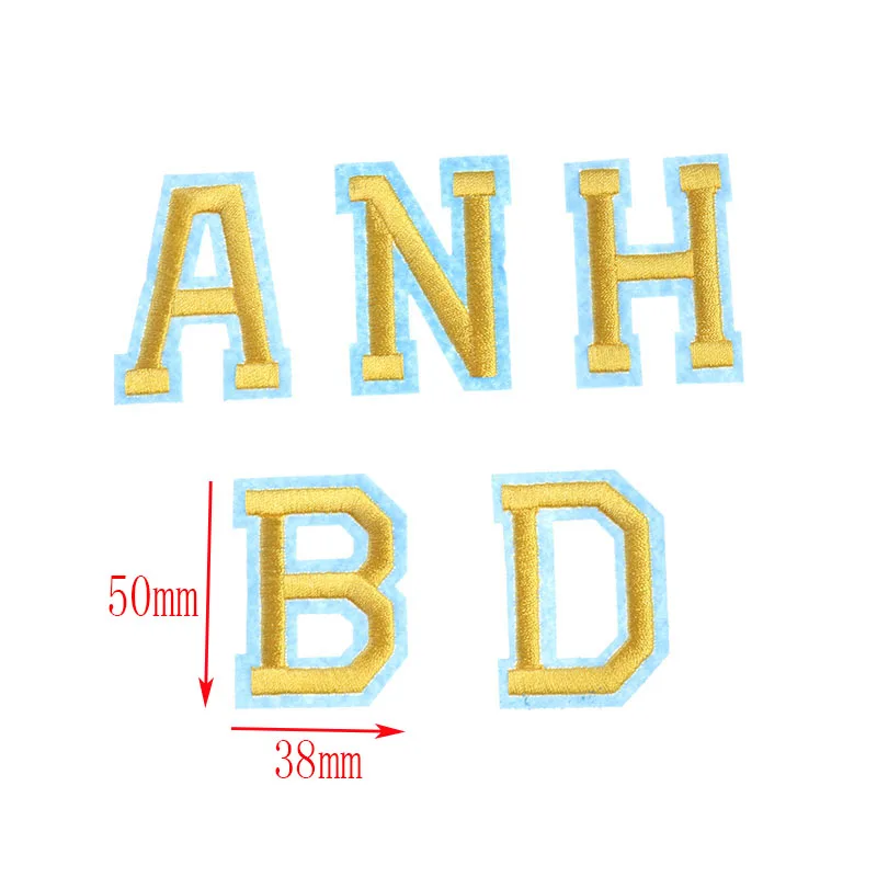 1 шт. вышивка с надписью на английском языке Золотая буква синее затенение