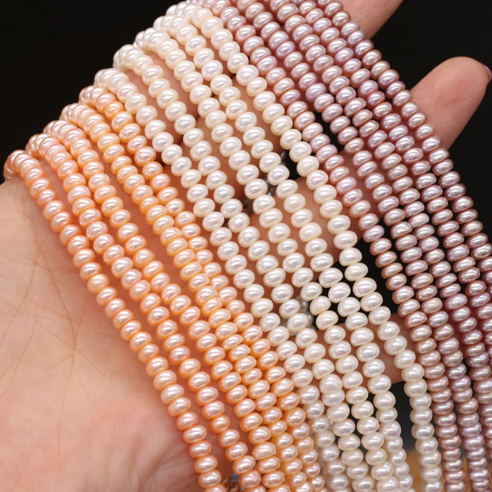 

Natural Freshwater Pearl Beads Oblate White/Pink/Purple Pearls for Jewelry Making DIY Necklace Bracelet Accessories Strand 14''