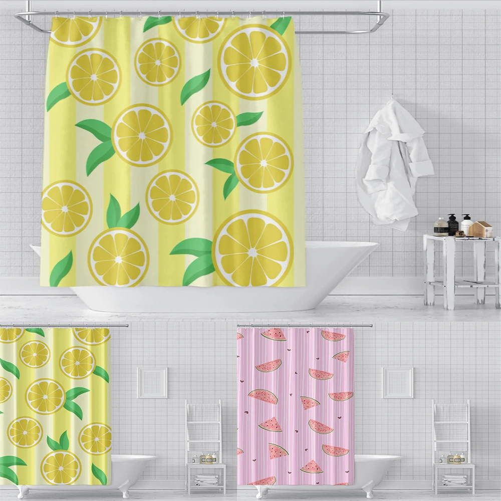 

3D Cute Fruit Print Waterproof Thickening Polyester Shower Curtain Bathing For Bathroom Bathtub Large Wide Bathing Home Decor
