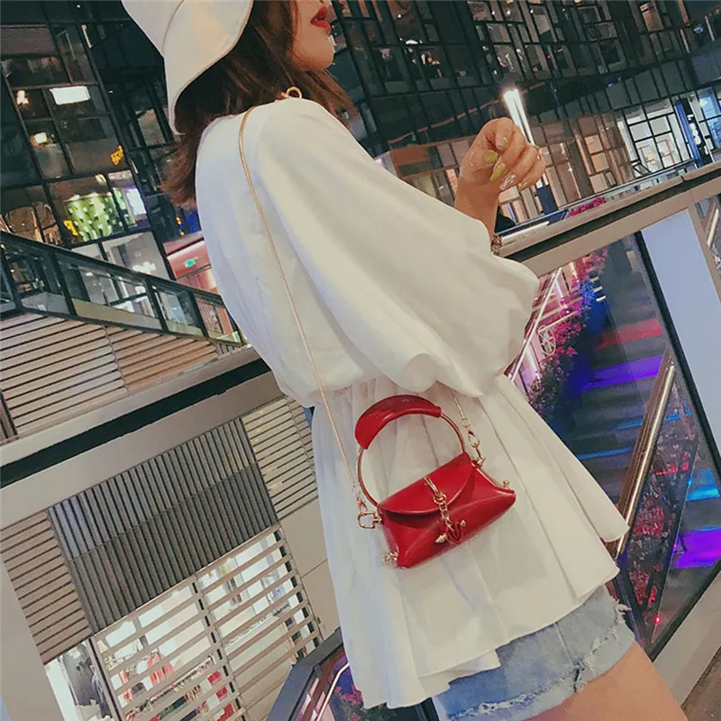 Модная супер мини-сумочка маленькая цепочка для девочек с круглым кольцом