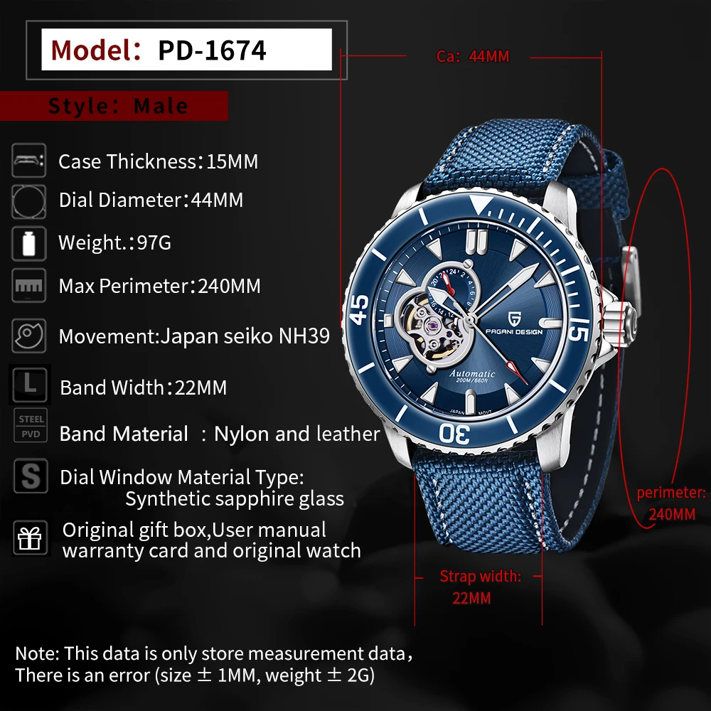 

2021 PAGANI DESIGN New Fashion Casual Men' Automatic Mechanical Watches Sapphire Glass Stainless Steel Waterproof Luminous Watch
