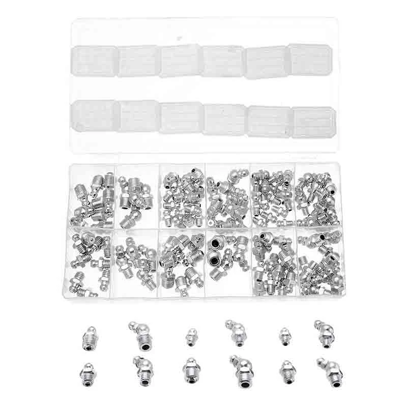 

130PCS/Box Metric & Imperial BSP UNF M6 M8 M10 45 Degree Hydraulic Grease Nipples Fitting
