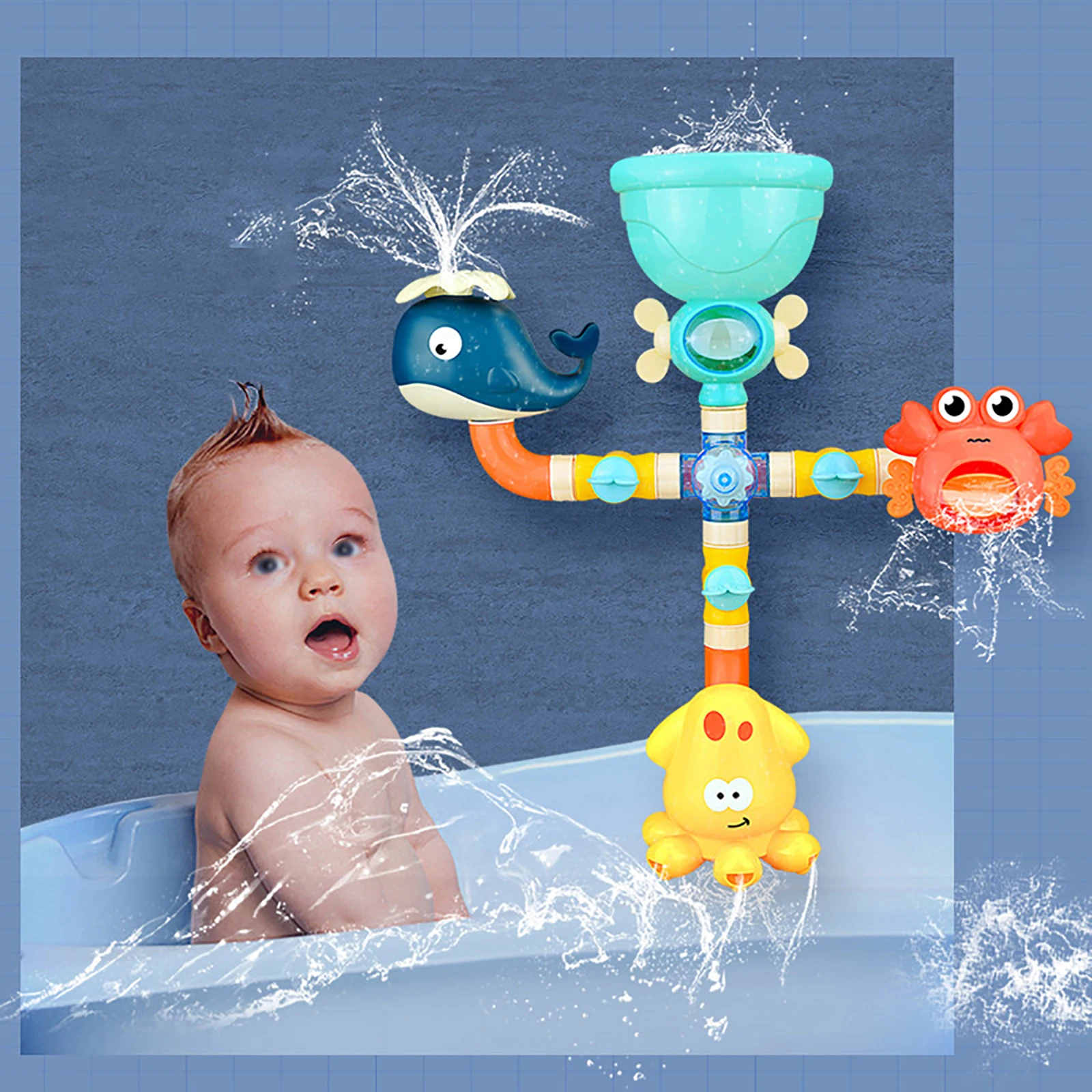 

Bath Toys Pipeline Water Spray Shower Game Shark Crab Octopus Bath Baby Toy for Children Swim Bathroom Bathing Shower Kids Toy
