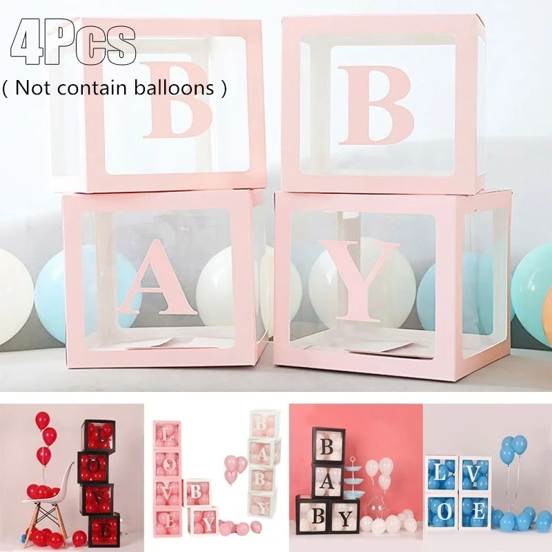 4 шт./компл. DIY прозрачная коробка латексного воздушного шара и надписью LOVE для