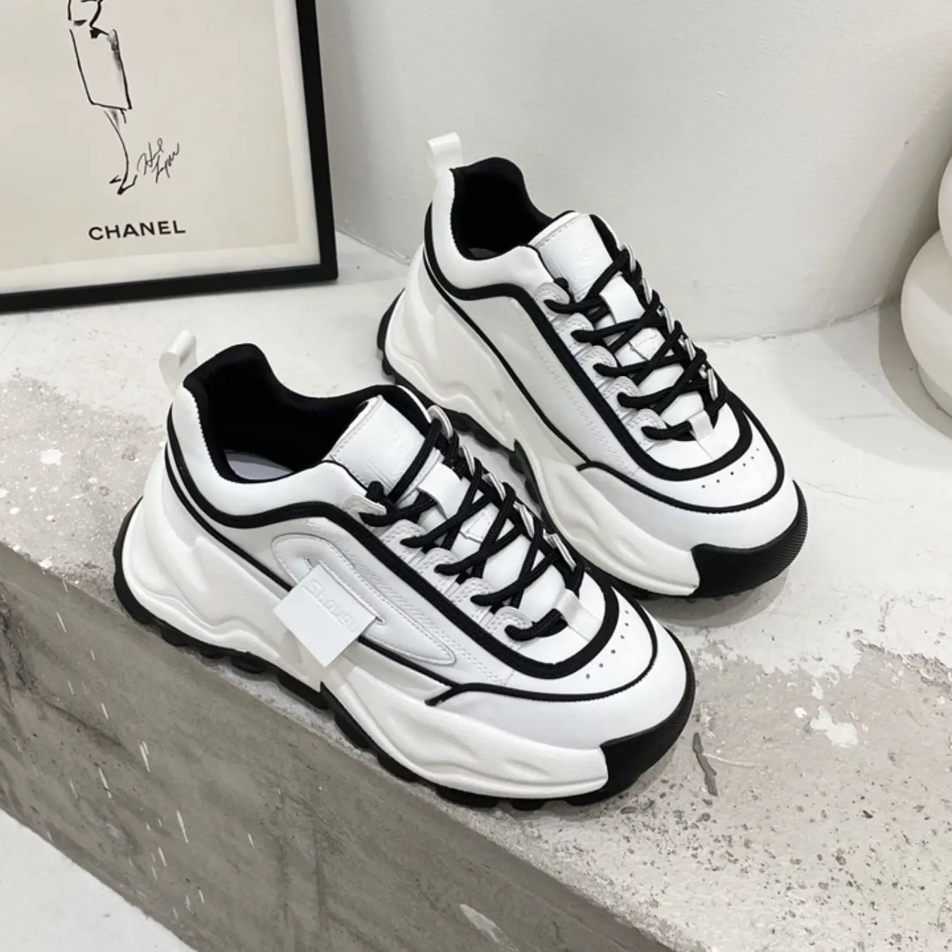 

Women's Sneakers With Platform Korean Ladies Shoes Women Chunky Tennis Female Thick Sole Fashion Casual Sport Shoes Woman 2021