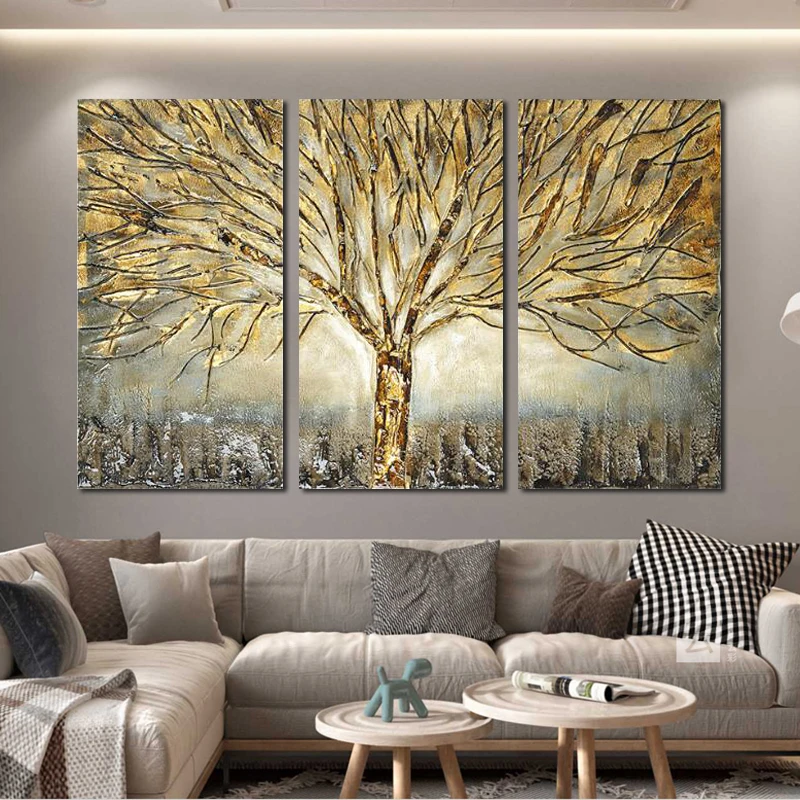 

RELIABLI ART Gold Tree Pictures For Home Canvas Painting Abstract Poster Wall Art For Living Room Decoration Posters And Prints