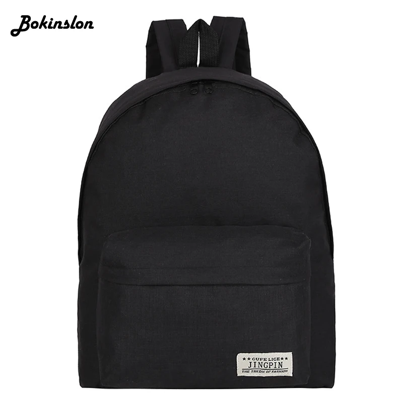 Bokinslon однотонный холщовый рюкзак женская школьная сумка в студенческом стиле