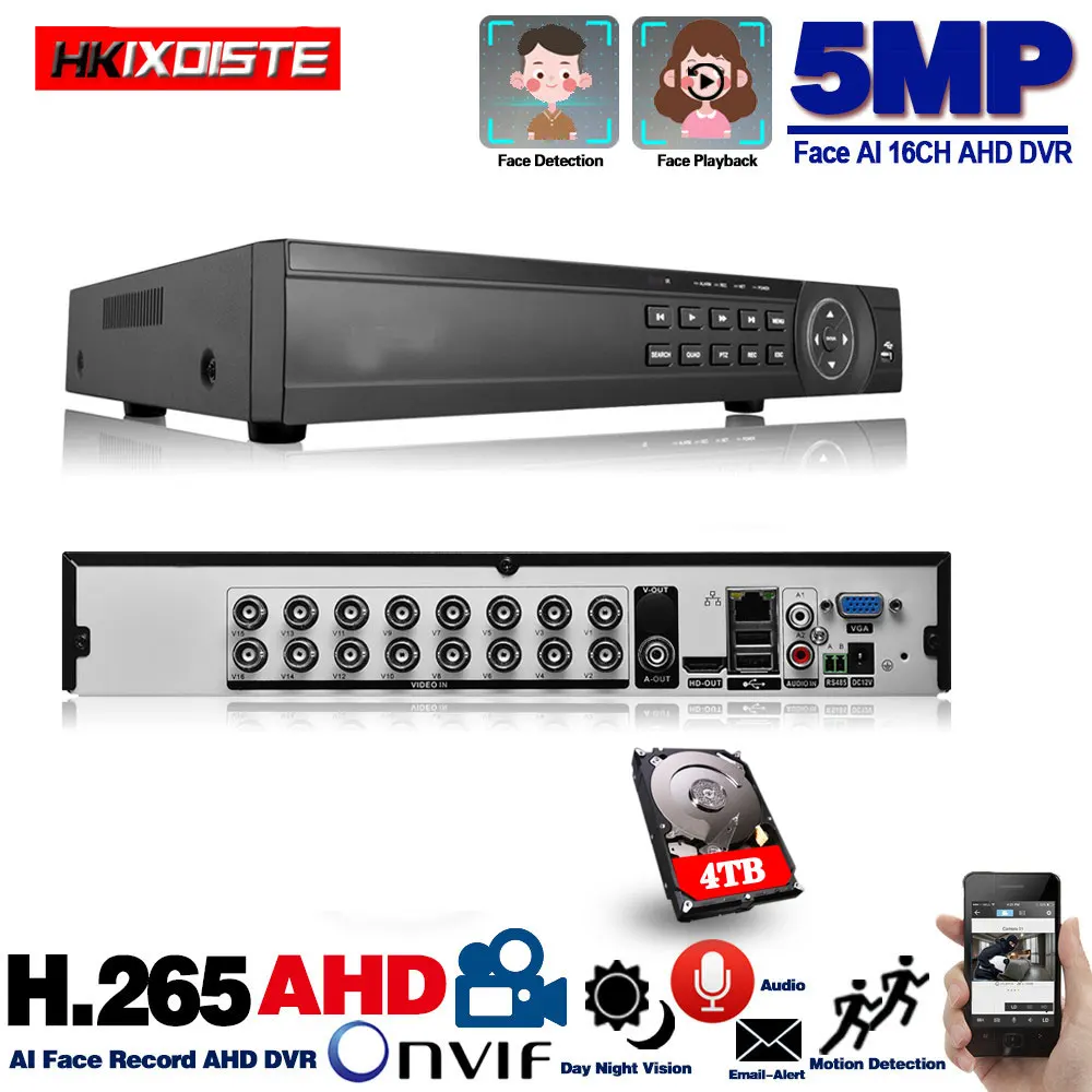 Камера видеонаблюдения 16 каналов 5 МП AHD DVR NVR гибридный 6 в 1 для 4 1080P TVI CVI CVBS IP с