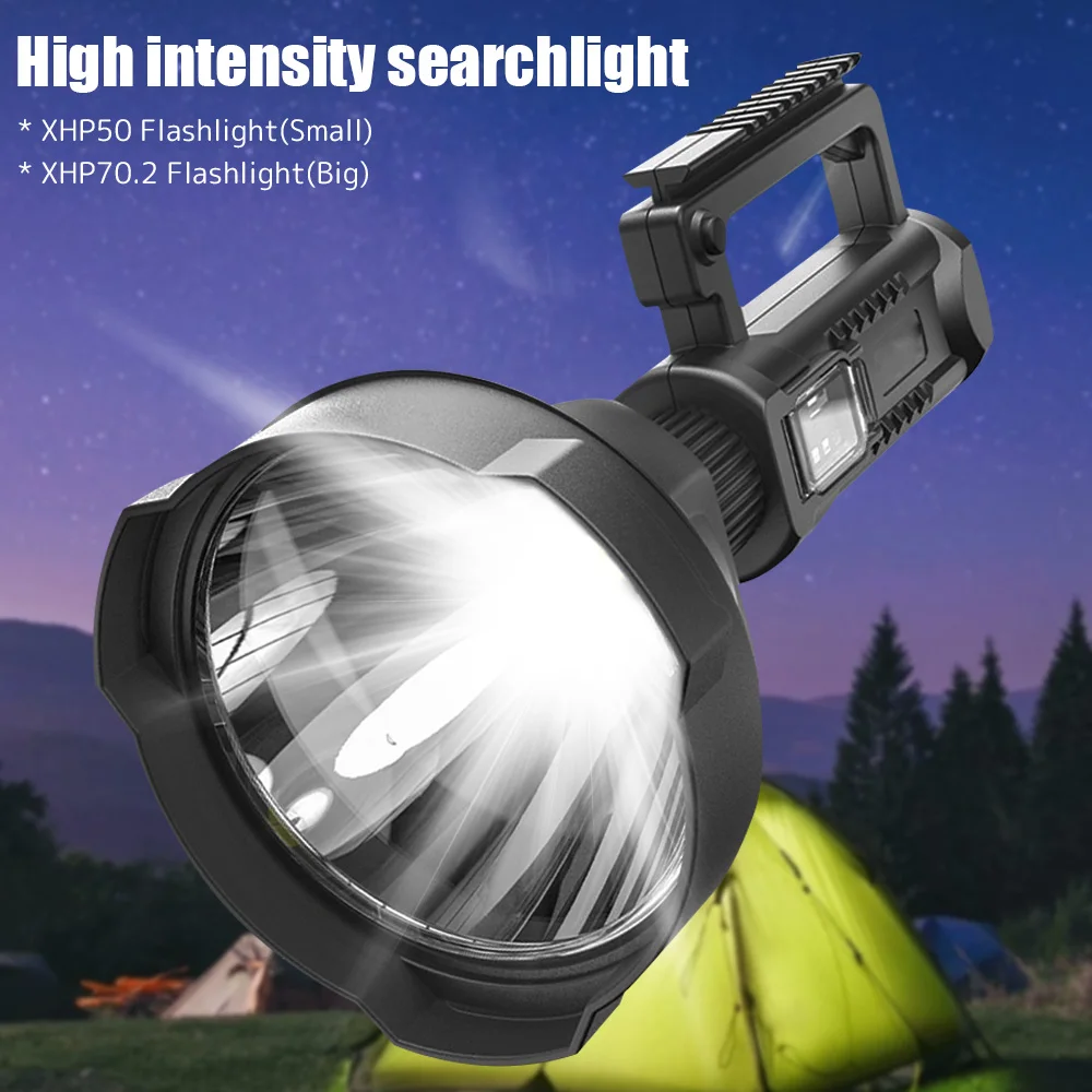 

Rechargeable LED Spotlight Flashlight 2000 Lumens LED Super Bright Searchlight with 4 Modes IPX6 Waterproof Handheld Floodlight