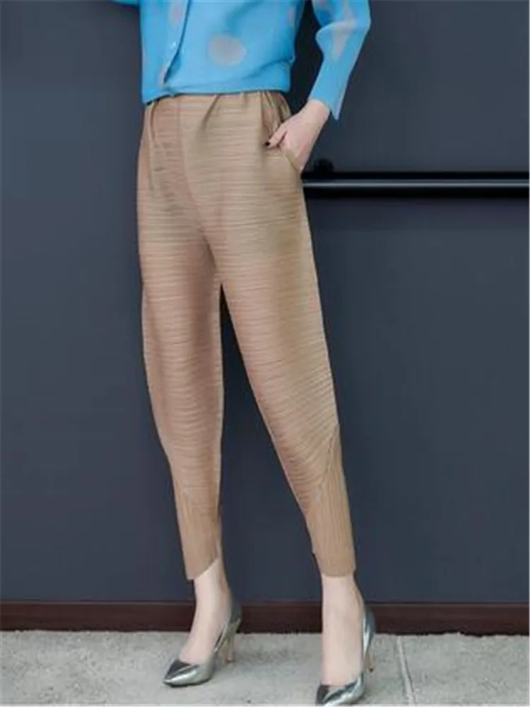 Плиссированные укороченные штаны-шаровары Issey Miyake свободные штаны большого