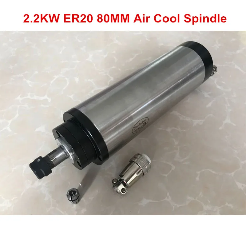 

Free shipping 2.2kw air cooling spindle 220v ER20 80MM Spindle CNC milling motor with 4pcs bearing for cnc engraving