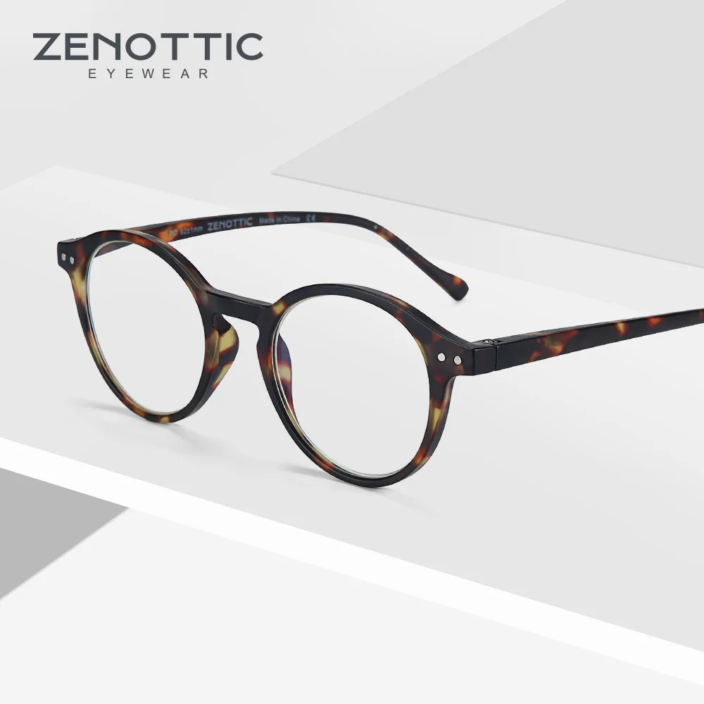 Очки для чтения с круглой оправой ZENOTTIC для мужчин и женщин, прозрачные линзы, очки для глаз, дальнозоркость, анти-синий светильник, очки для чтения