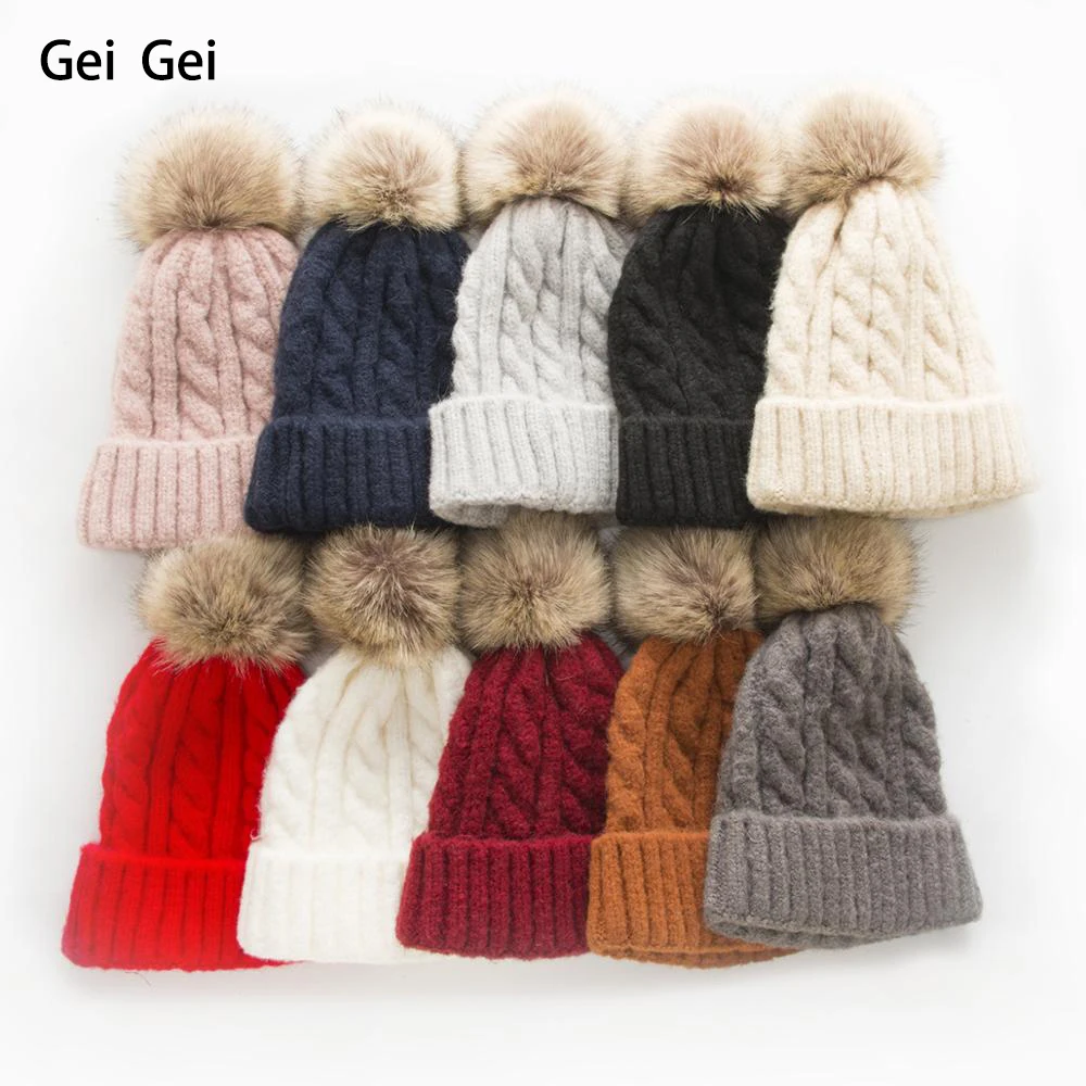 Новинка женские вязаные хлопковые шапки кашемировая смесь одноцветная Толстая