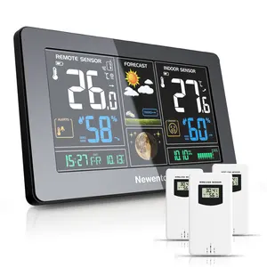 newentor q3 weather station wireless indoor outdoor sensor with alarm clock weather forecast station meteo up to 3 sensors free global shipping