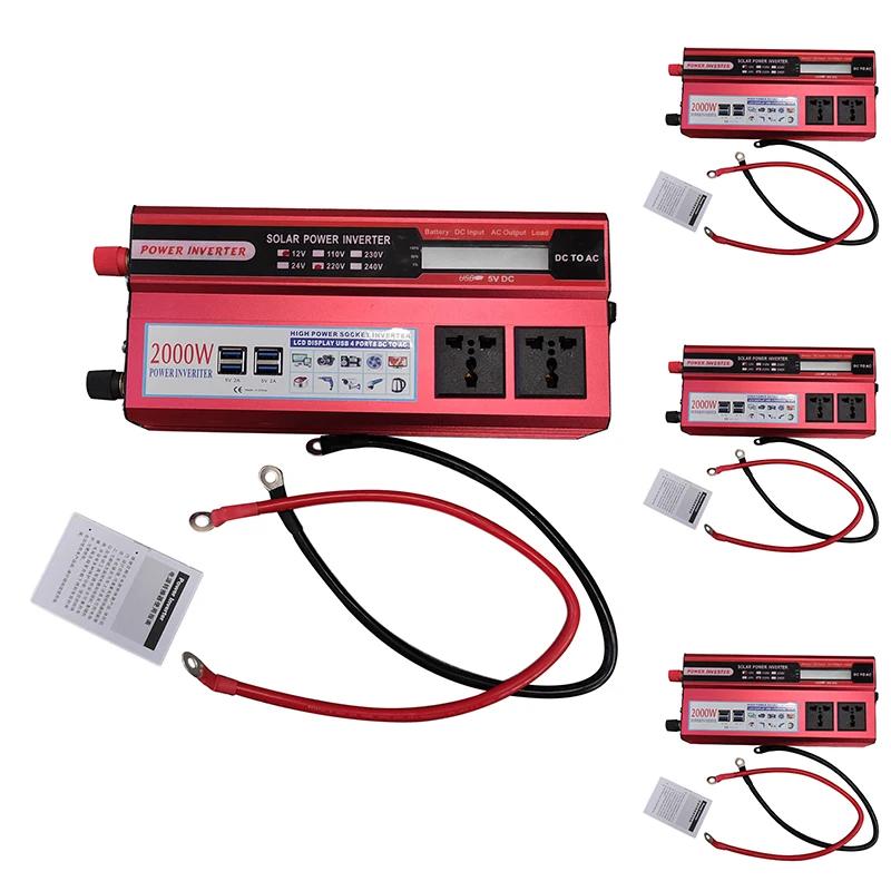 

2000W Inverter Pure Sine Wave Inverter with LCD and 4USB with Overheat Protection with High Voltage Protection