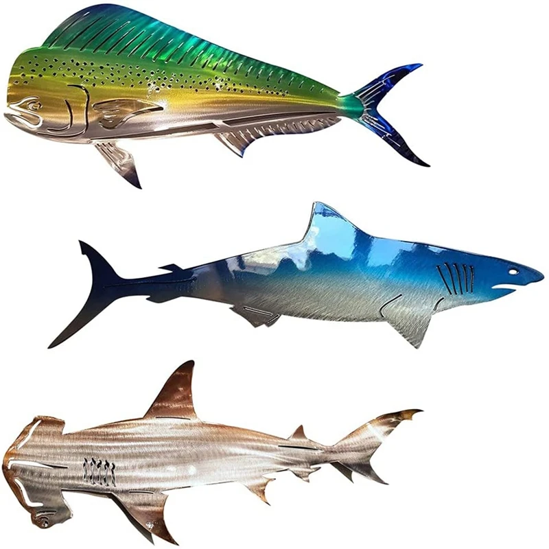 

Наклейки с акулами настенные металлическое украшение стены стикер стены DIY искусство стены плакат домашний Декор Спальня Wallstick рыба Искусс...