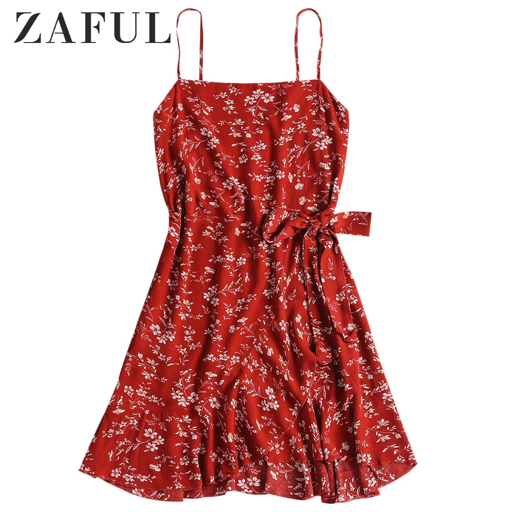 Женское пляжное мини платье на бретельках с оборками|Женские платья| |