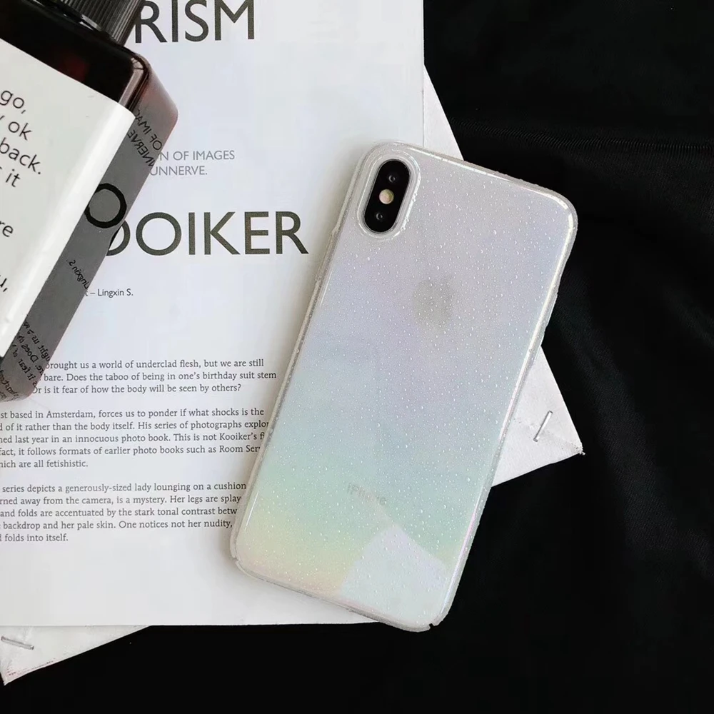 Градиентный чехол для телефона с каплями воды iPhone XR XS Max разноцветный Мягкий из