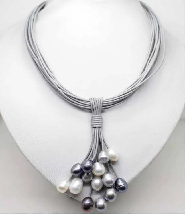 

Очаровательное ожерелье с большим жемчугом AAA, кожаный шнур, цепочка с магнитной застежкой