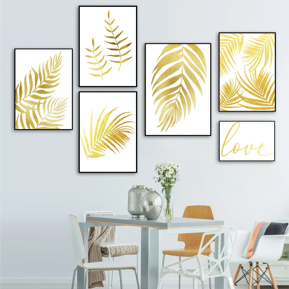 

Autumn Golden Leaf Plant Lips Love Quotes Nordic Posters And Prints Wall Art Canvas Painting Wall Pictures For Living Room Decor
