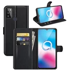 Чехол-книжка для Alcatel 1S 2021 (6025 дюйма), кожаный, черный