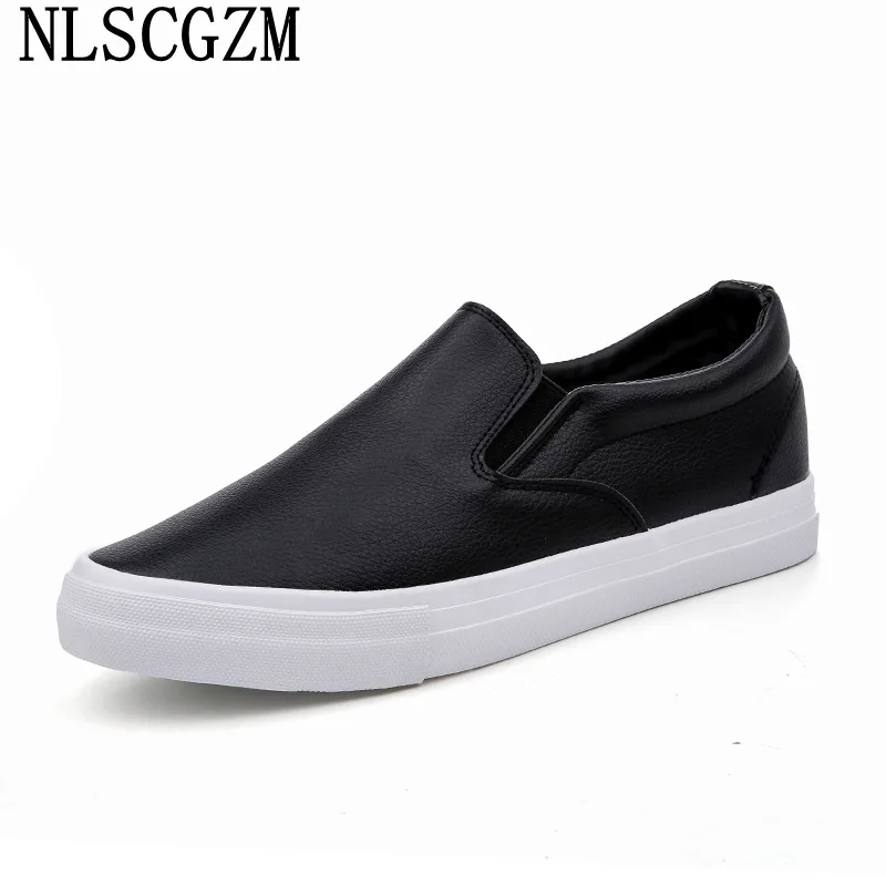 

Black Leather Casual Shoes Men Fashion Slip on Shoes Men White Loafers Luxury Shoes Men Tenis Masculino Zapatillas De Hombre