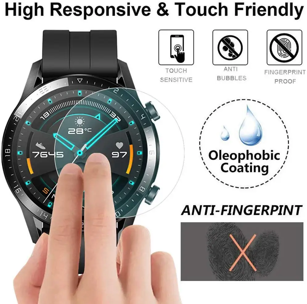 Защитная пленка из закаленного стекла для Huawei Watch GT 2 46 мм 9H LTE 2.5D прозрачная