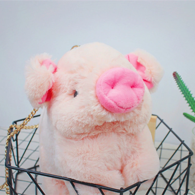 Розовая плюшевая свинья сумка для куклы набивные животные на одно плечо кошелек