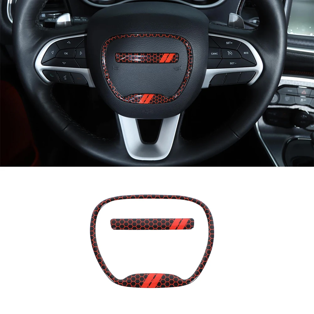 

Steering Wheel Center Decorative Cover Trim Decal for Dodge Durango Charger Challenger 2015+ Car Interior Accessories Rubber