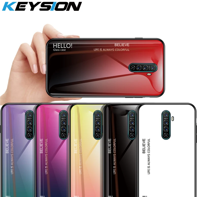 Чехол KEYSION с градиентом из закаленного стекла для OPPO Realme X2 Pro XT X силиконовая