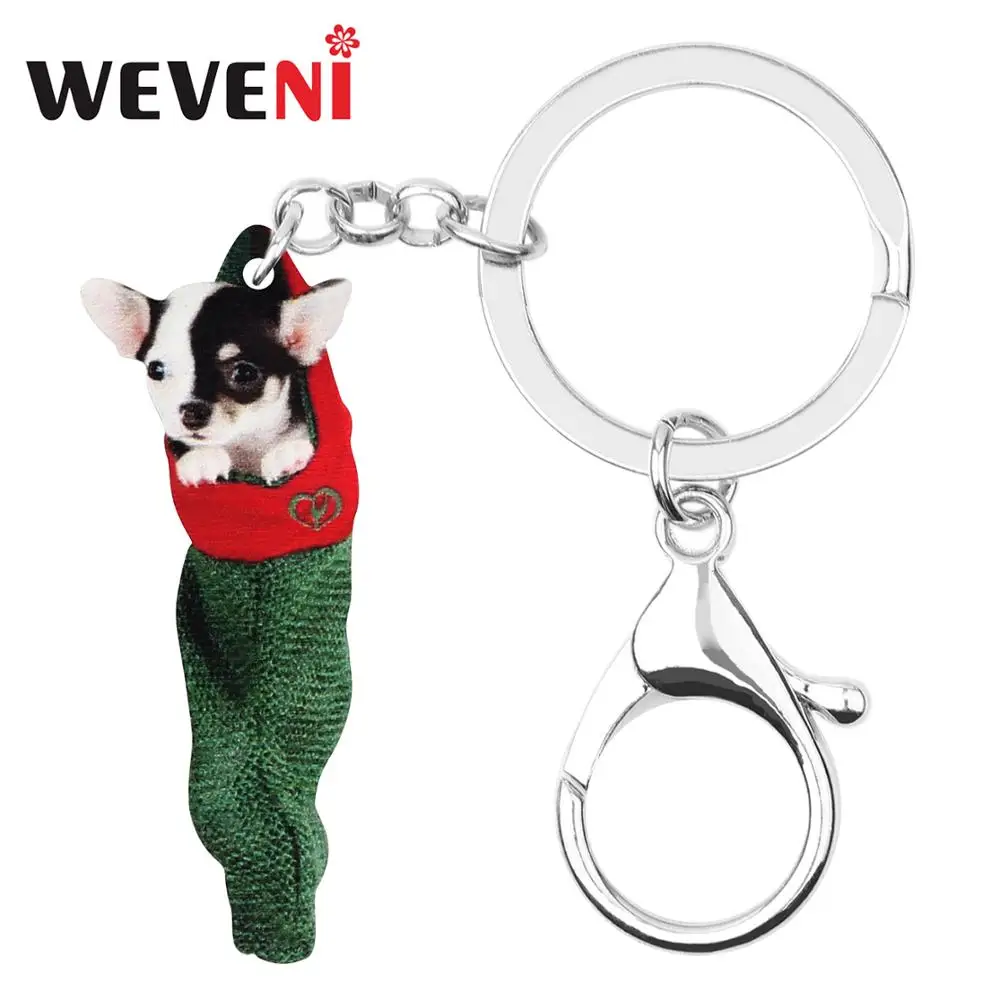 Акриловый Рождественский брелок WEVENI для чихуахуа собака искусственная сумка