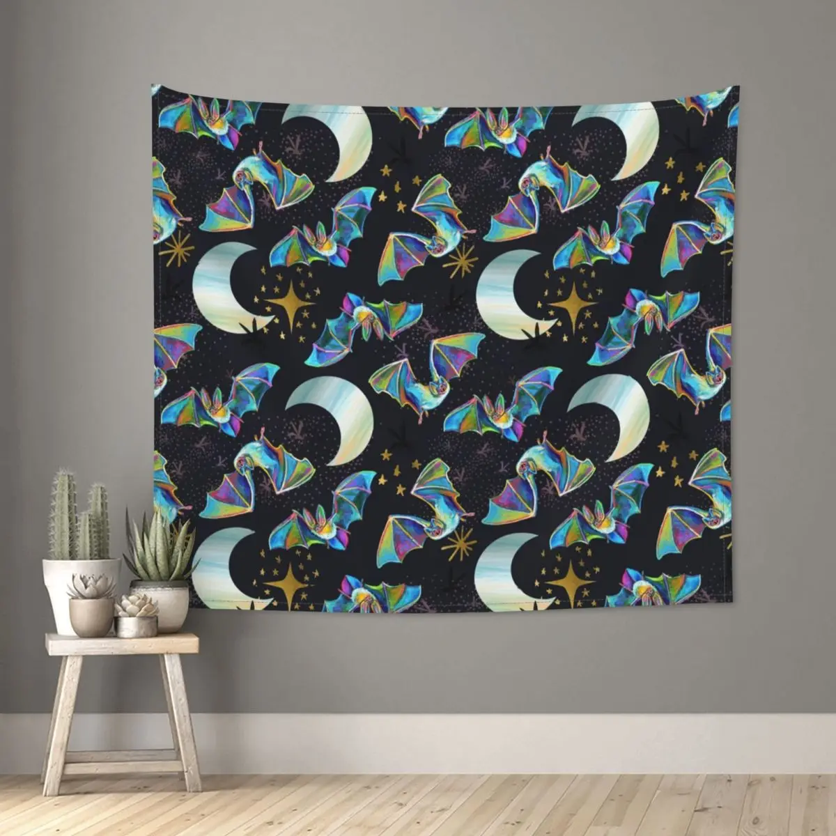 

Creepy Cute Bat Pattern Tapestry Wall Hanging Hippie Polyester Tapestries Goth Witchcraft INS Blanket Dorm Decor 95x73cm