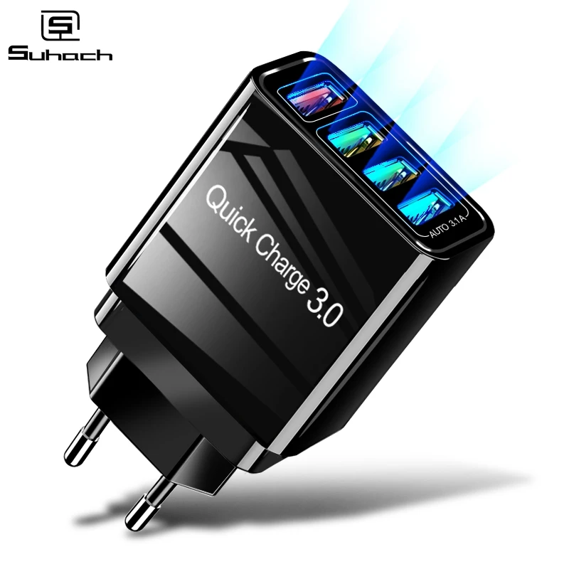 Зарядное устройство Suhach USB 3 0 быстрое зарядное QC3.0 для Samsung S10 Plus Xiaomi дорожное