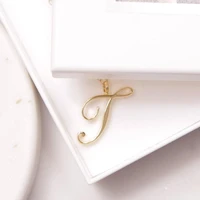 cursive english letter t name sign fashion lucky monogram pendant necklace alphabet initial mother friend family gift jewelry
