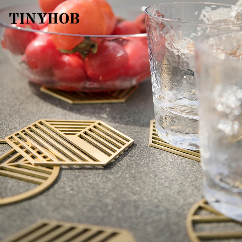 Коврик для чая в скандинавском стиле твердая латунная подставка Золотое вино