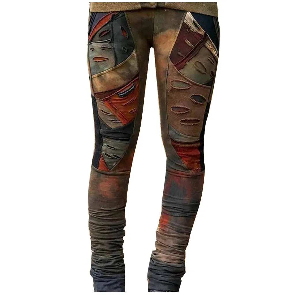 Легинсы Mujer женские бесшовные леггинсы с высокой талией Ретро стиль рисунком в