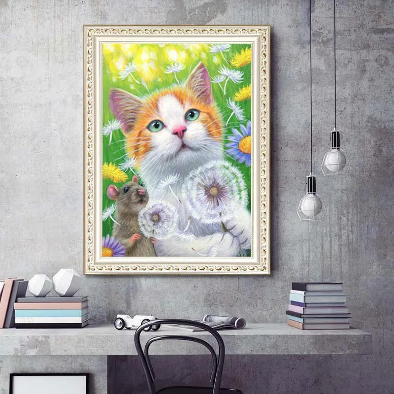 Алмазная 5D живопись полная мозаика с животными кошкой алмазная вышивка