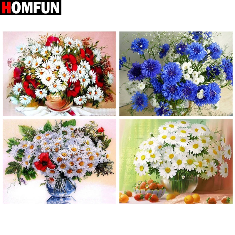 Алмазная 5D картина HOMFUN сделай сам полноразмерная Вышивка крестиком Цветочный