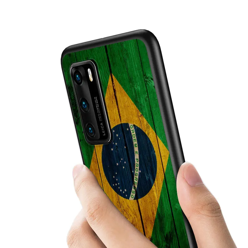 

Brazil Brazilian flag for Huawei P40 P30 P20 P10 Pro Lite E Plus 4G 5G P9 P8 Lite P Smart Z S Plus Soft Black Phone Case