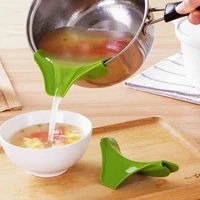 creative anti spill silicone slip on pour soup spout funnel for pots pans and bowls and jars kitchen gadget tools