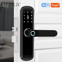 electronic smart digital biometric fingerprint door lock with wifi tuya app remotely rfid card password key unlock