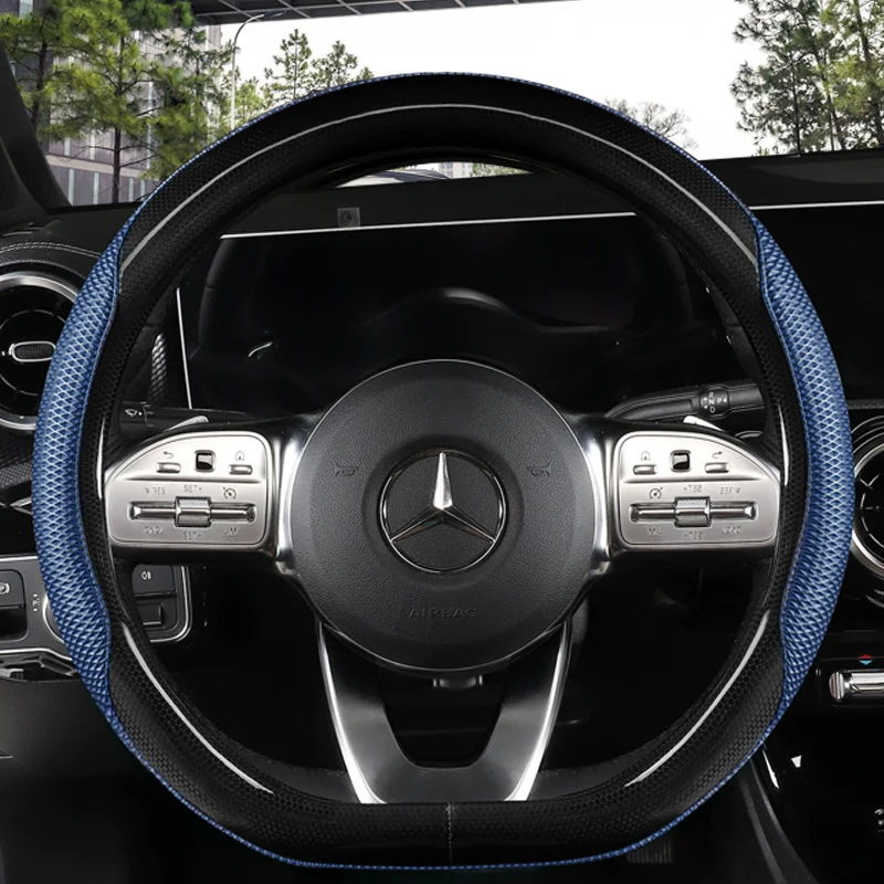 

Red Sports D Shape Car Steering Wheel Cover Four Seasons Breathable Leather Handle Cover Men Women's D Ring Steering Case