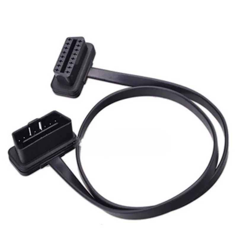 OBD инструмент Плоский + тонкий как лапша 150 см 2 OBDII OBD2 16-контактный штекер-гнездо