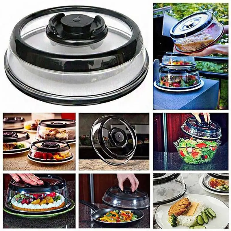 

Fresh Vacuum Air-tight Food Sealer Container Universal Kitchen Instant Vacuum Airtight Cover Plate Platter Dish Lid Cover Tool
